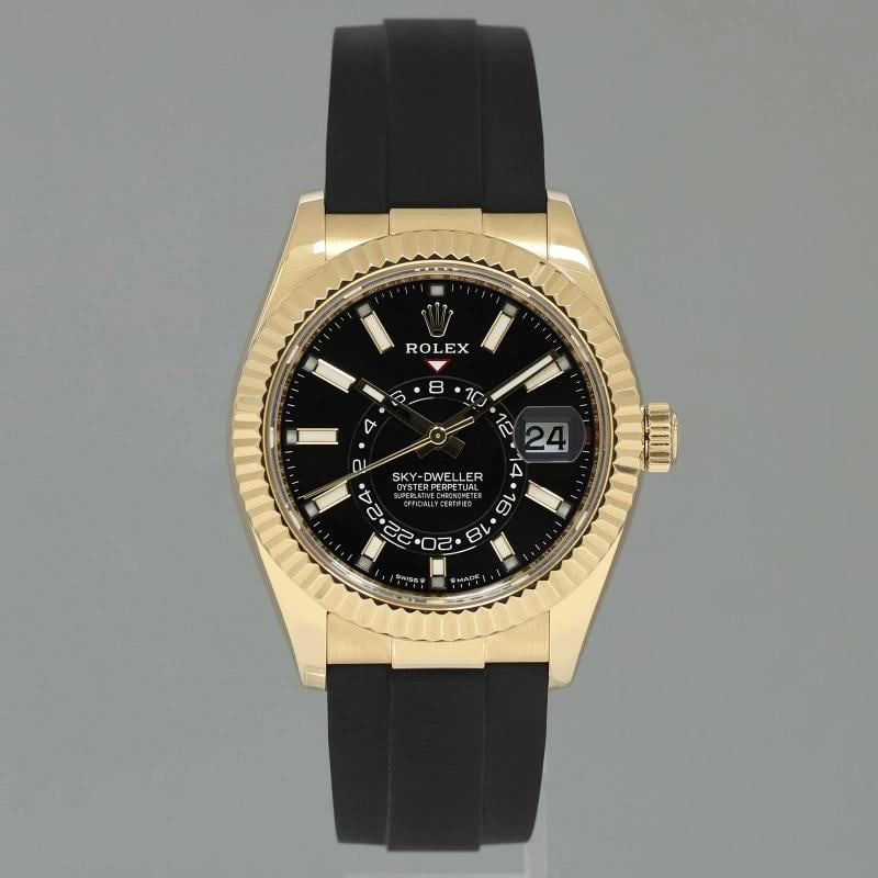 2023 MINT Rolex Sky-Dweller Yellow Gold Black Oysterflex 336238 Watch Box - 2