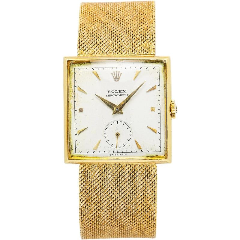 Rolex Chronometre 4330 Jumbo Square Vintage 18k Yellow Manual Watch 29mm (1 of 6)