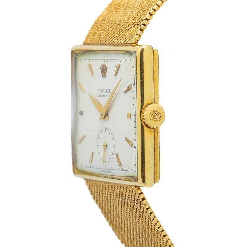 Rolex Chronometre 4330 Jumbo Square Vintage 18k Yellow Manual Watch 29mm - 3