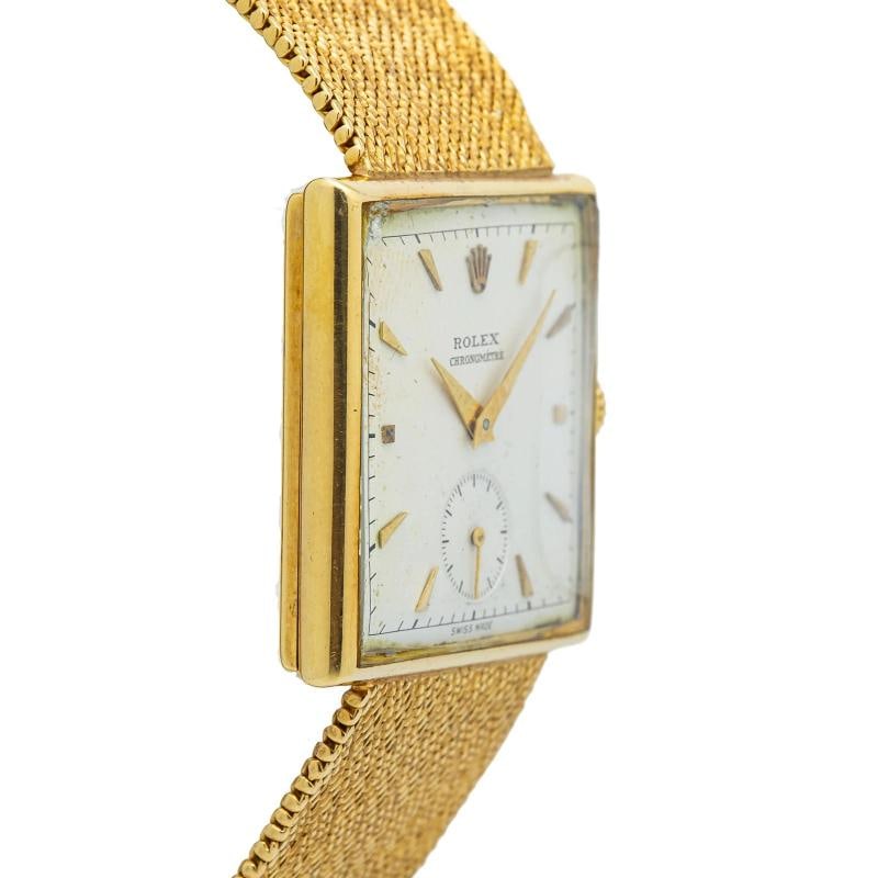 Rolex Chronometre 4330 Jumbo Square Vintage 18k Yellow Manual Watch 29mm - 4