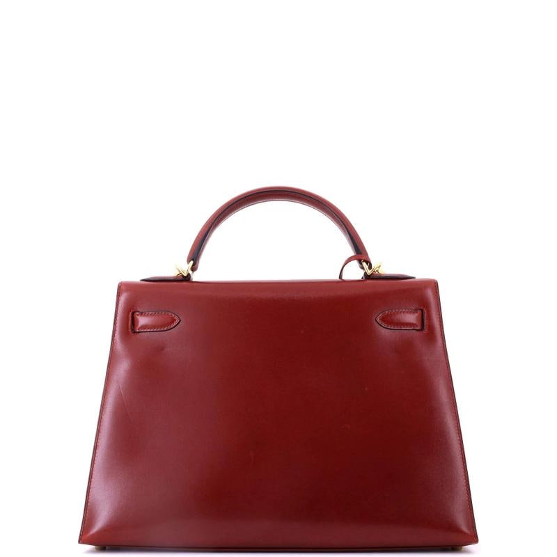 Hermes Kelly Handbag Red Box Calf with Gold Hardware 32 - 3
