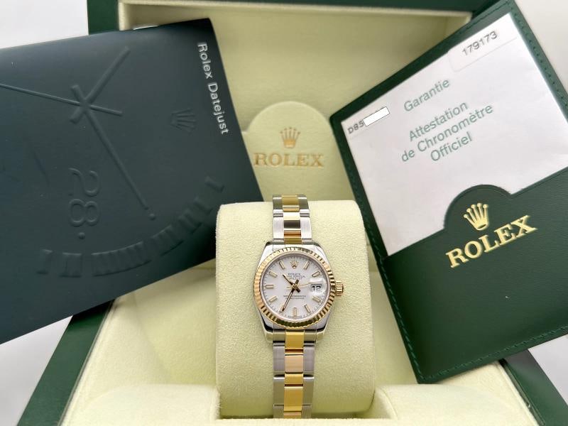 Rolex Ladies Datejust 179173 26mm White Dial 18k Gold Stainless Steel Box Papers (1 of 8)