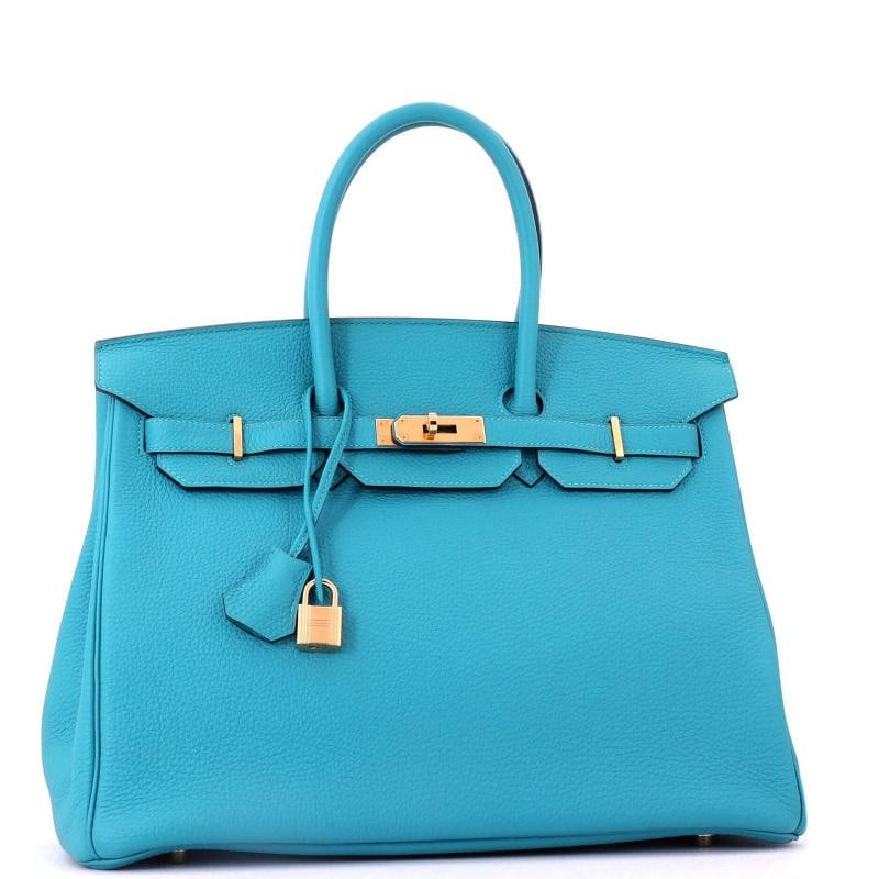 Hermes Birkin Handbag Blue Togo with Gold Hardware 35 - 2