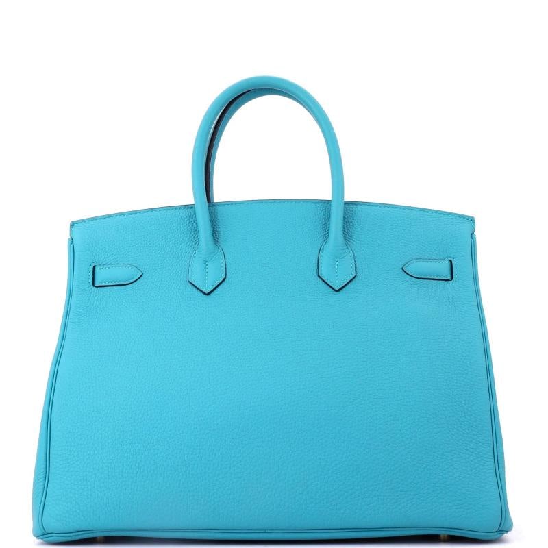 Hermes Birkin Handbag Blue Togo with Gold Hardware 35 - 3