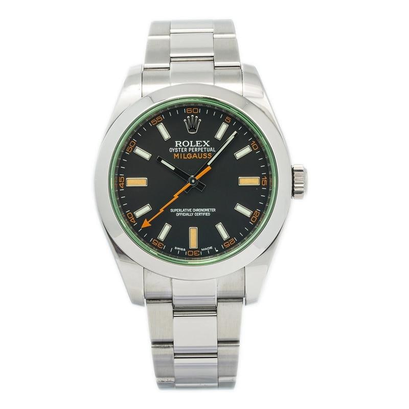 Rolex Milgauss 116400GV Automatic Stainless Steel Black Dial Men's Watch 40mm: Condition: Pre-owned - Good: This item has been gently used but is in good condition. It might have a few signs of wear, like light scratches or tarnishing.,Brand: Rolex,Type: Wristwatches,WARRANTY: 1