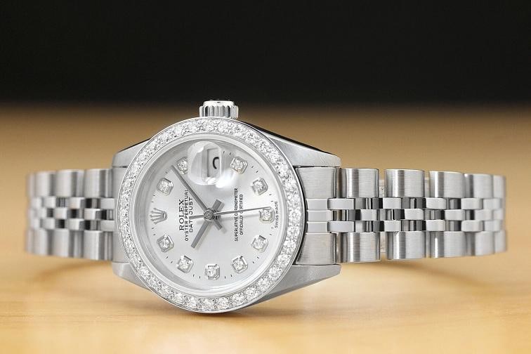 ROLEX LADIES DATEJUST QUICKSET 18K WHITE GOLD DIAMOND STEEL SILVER DIAL WATCH - 2