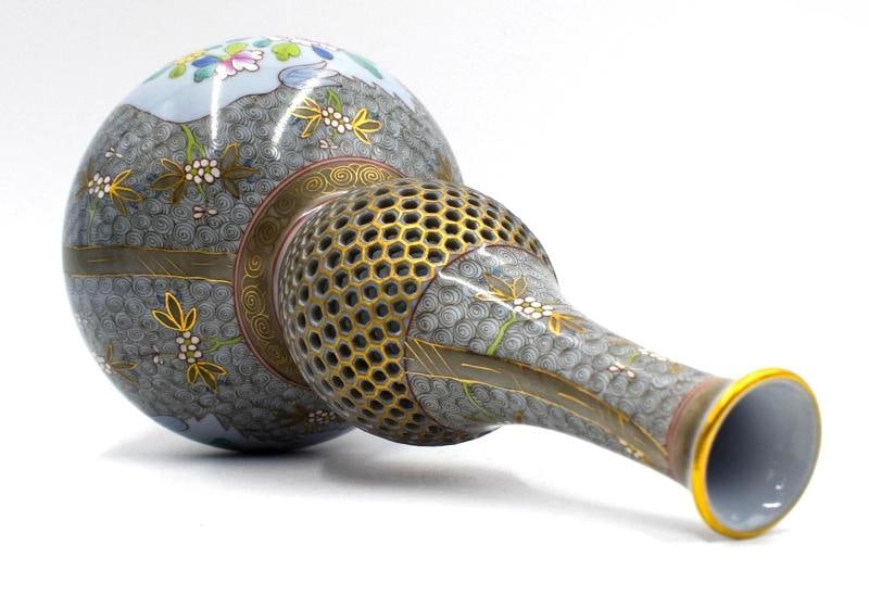 Rare Herend Pierced Hand Painted Gourd Shape Vase - 6