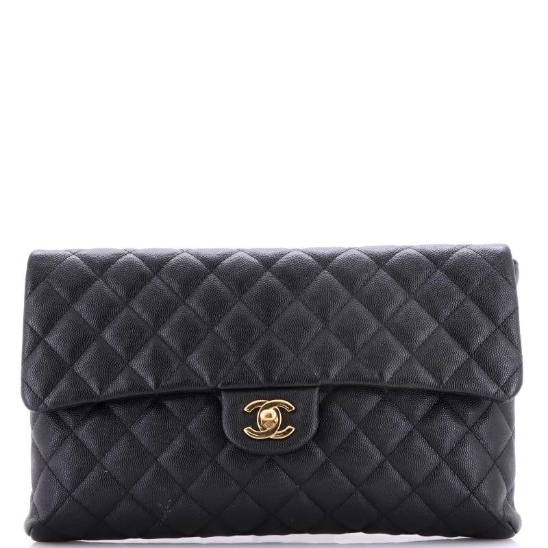 Chanel Classic Flap Clutch Quilted Caviar: Condition: Pre-owned - Good,Brand: Chanel,Exterior Material: Leather,Style: Clutches,Exterior Color: Black,Department: Women,Size: Unknown
