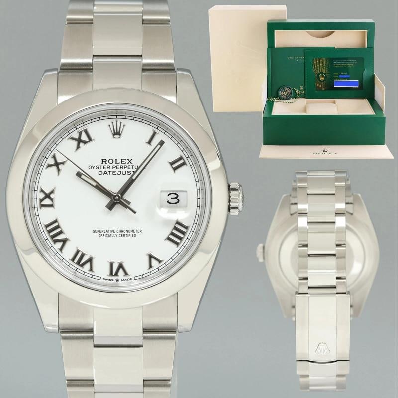 MINT 2023 NEW PAPERS Rolex DateJust 41 Steel 126300 White Roman Oyster Watch Box: Condition: Pre-owned - Excellent,Brand: Rolex,Department: Men,Type: Wristwatch,Country of Origin: Switzerland