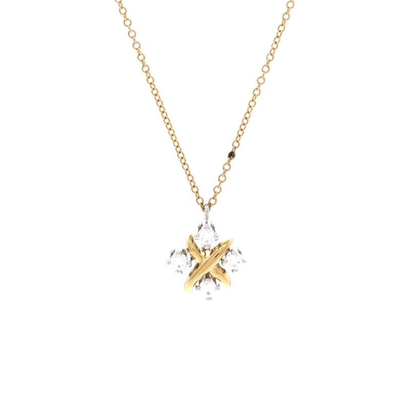Tiffany & Co. Schlumberger Lynn Pendant Necklace 18K Yellow Gold and Platinum: Condition: Pre-owned - Good,Brand: Tiffany & Co.,Main Stone: Diamond,Metal: 18K Yellow Gold,Metal Purity: Unknown,Style: Pendant,Type: Necklace,Color: Yellow Gold,Material: 18K Yellow Gold, Diamond, P