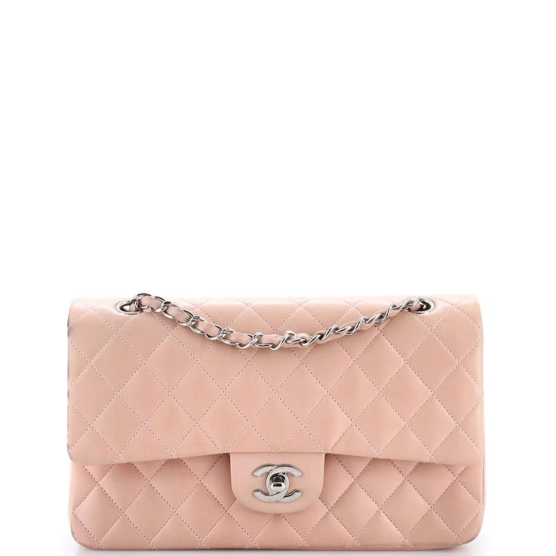 Chanel Classic Double Flap Bag Quilted Lambskin Medium: Condition: Pre-owned - Good,Brand: Chanel,Exterior Material: Leather,Style: Shoulder Bags,Exterior Color: Pink,Department: Women,Size: Medium,Accessories: Dust Bag, Authenticity Card