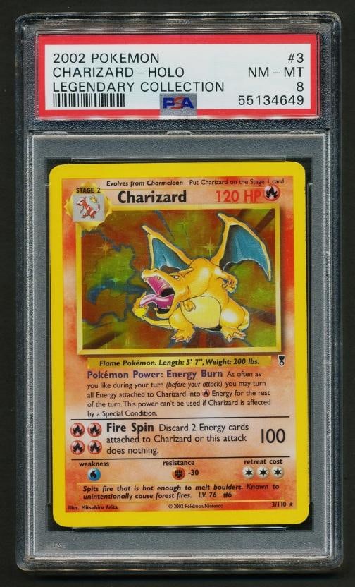 Charizard 3/110 Holo Rare PokÃƒÂ©mon 2002 Legendary Collection PSA 8 NM-MT (1 of 2)