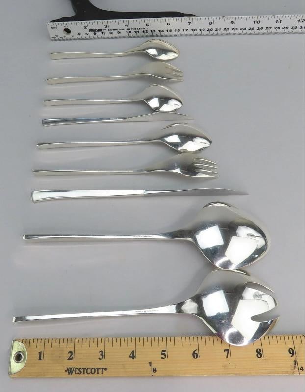 63pc International Sterling Silver Vision Flatware Set R. H. Pearson Mid Century - 9