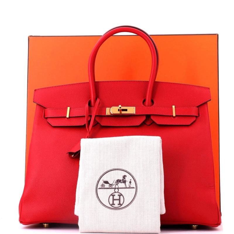 Hermes Birkin Handbag Red Epsom with Gold Hardware 35 - 2