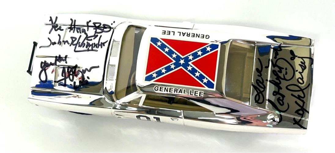WOPAT BACH SCHNEIDER 1:25 Signed Chrome General Lee Dukes of Hazzard Car JSA COA - 4