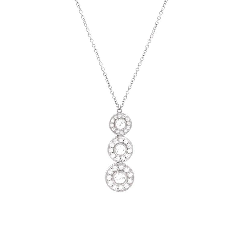 Tiffany & Co. Triple Circlet Pendant Necklace Platinum with Diamonds: Condition: Pre-owned - Good,Brand: Tiffany & Co.,Main Stone: Diamond,Metal: Platinum (Pt950),Metal Purity: Unknown,Style: Pendant,Type: Necklace,Color: Silver,Material: Diamond, Platinum