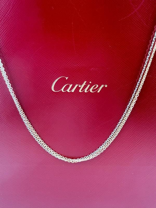 Cartier Trinity Tri-Color Gold Chain Necklace 18K 56cm Pouch - 9
