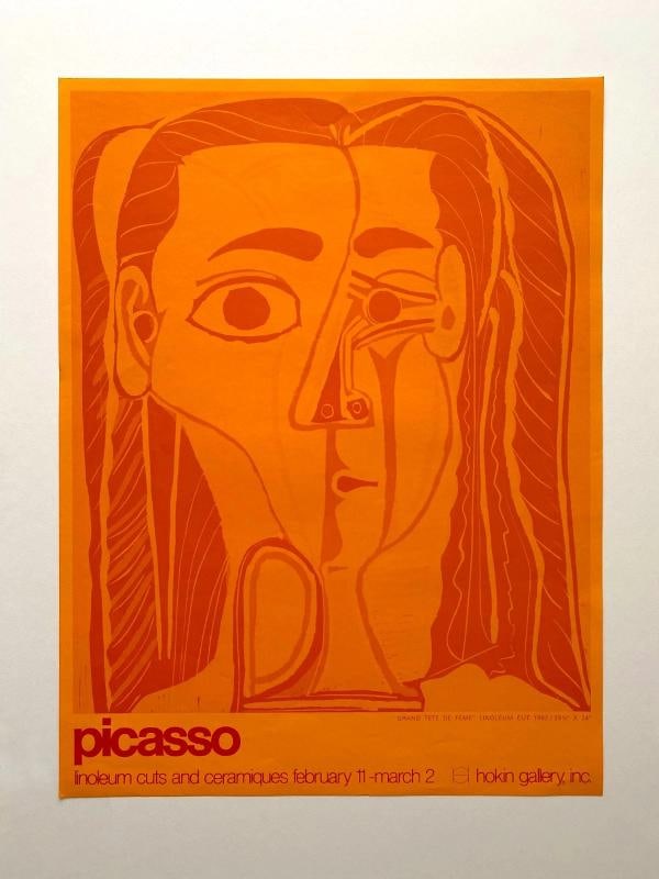 PABLO PICASSO RARE 1970 MCM LITHOGRAPH PRINT EXHIBIT POSTER " TETE FEME " 1962 - 11
