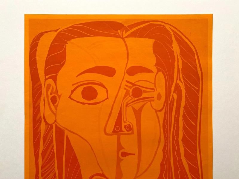 PABLO PICASSO RARE 1970 MCM LITHOGRAPH PRINT EXHIBIT POSTER " TETE FEME " 1962 - 3
