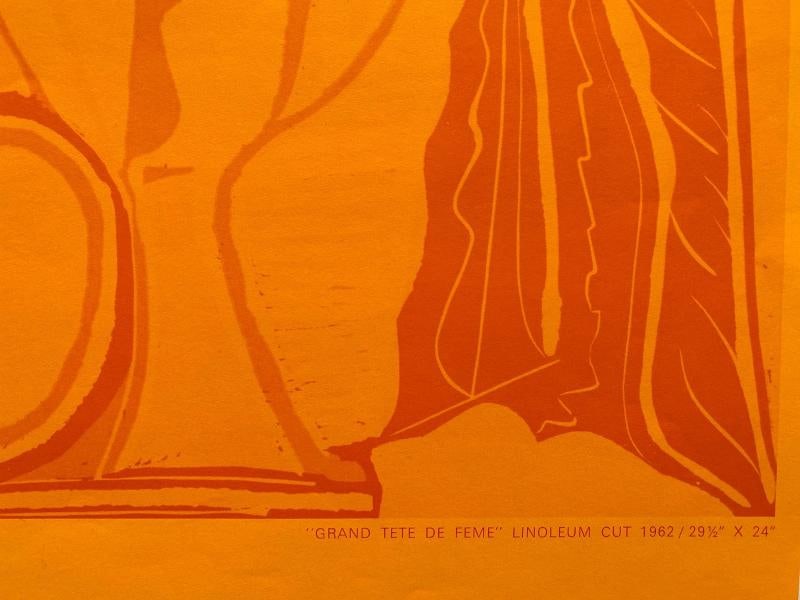 PABLO PICASSO RARE 1970 MCM LITHOGRAPH PRINT EXHIBIT POSTER " TETE FEME " 1962 - 8