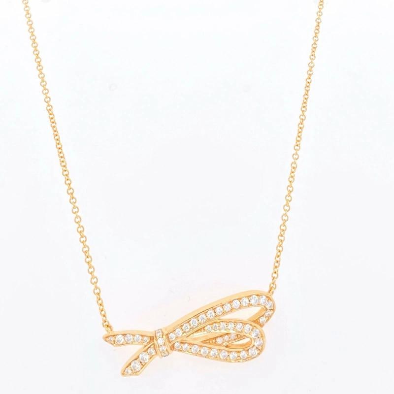Tiffany & Co. Rose Gold Diamond Bow Pendant 18K - 11