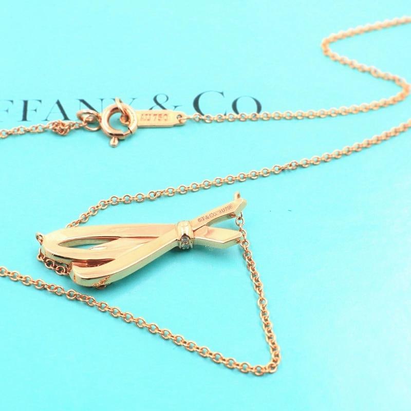 Tiffany & Co. Rose Gold Diamond Bow Pendant 18K - 8