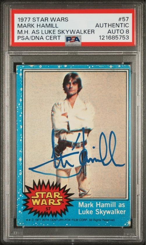 1977 Topps Star Wars MARK HAMILL Signed Card #57 Auto Graded PSA/DNA 8 Slabbed: Condition: Graded - PSA Authentic: Professionally graded ,Card Size: Standard,Autographed: Yes,Set: Star Wars,Signed By: Mark Hamill,Autograph Format: Hard Signed,Year Manufactured: 1977,Vintage: