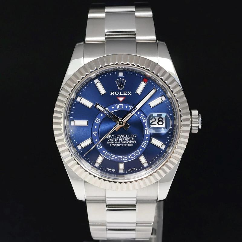 2022 NEW PAPERS Rolex Sky-Dweller Stainless White Gold Blue 326934 42mm Watch - 2
