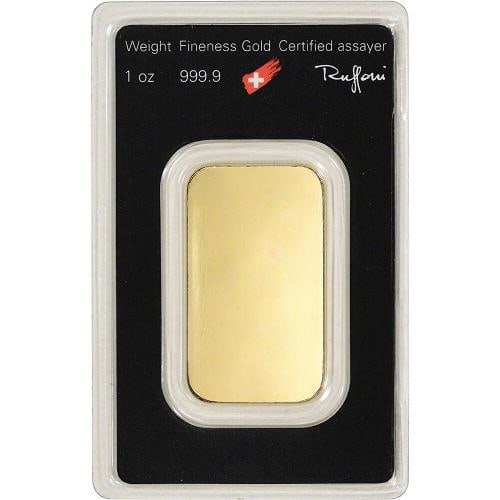 1 oz. Gold Bar - Argor Heraeus - 999.9 Fine in Assay - 2