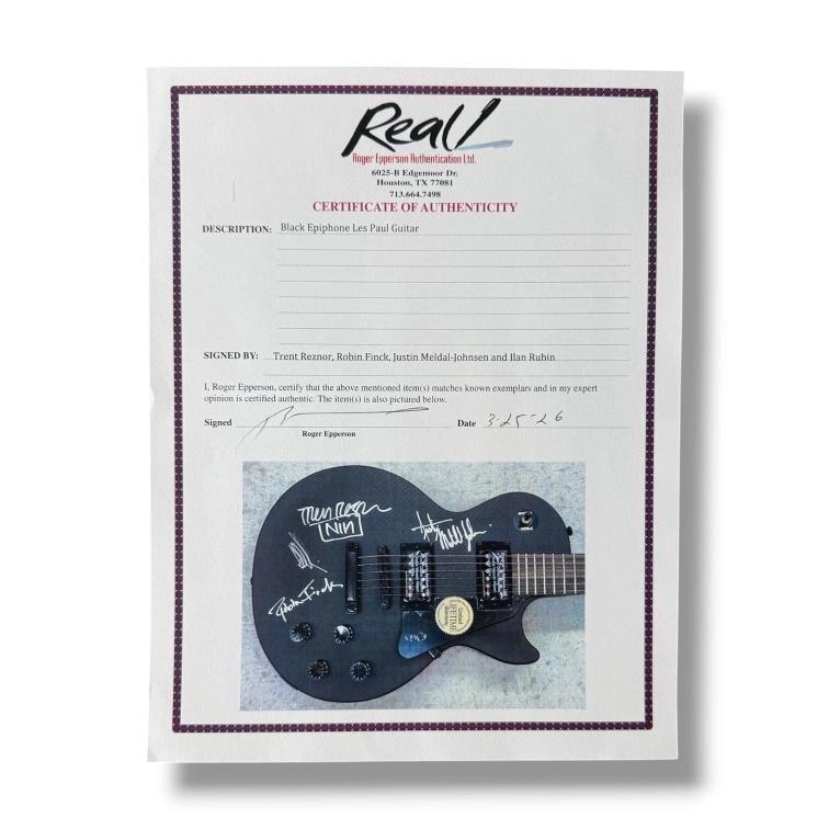 Nine Inch Nails Signed Guitar JSA COA Trent Reznor Robin Finck Ilan Rubin Justin - 6