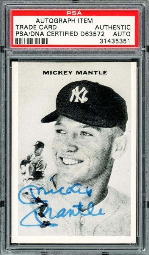 Mickey Mantle Auto 1954 Sports Illustrated Reprint Card Yankees PSA/DNA 31435351 (1 of 2)