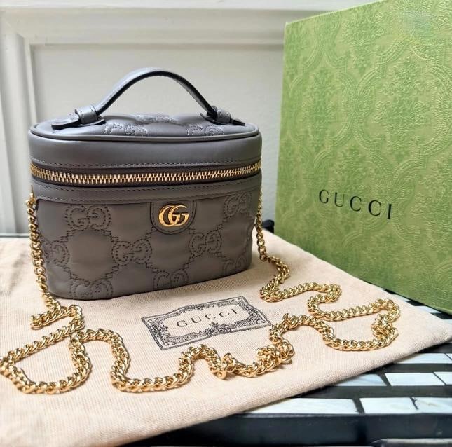Gucci GG Marmont Mini Top Handle Shoulder Bag in Grey - 2