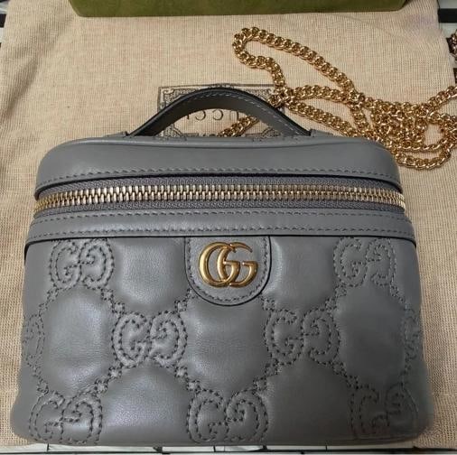 Gucci GG Marmont Mini Top Handle Shoulder Bag in Grey - 7