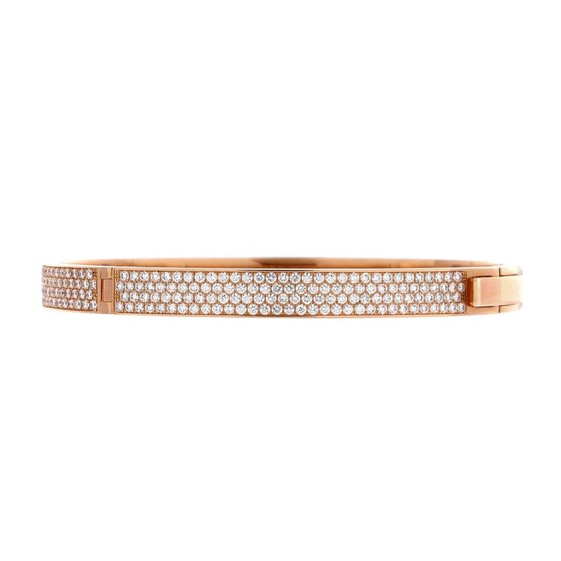 Hermes H d'Ancre Bracelet 18K Rose Gold with Full Pave Diamonds - 2