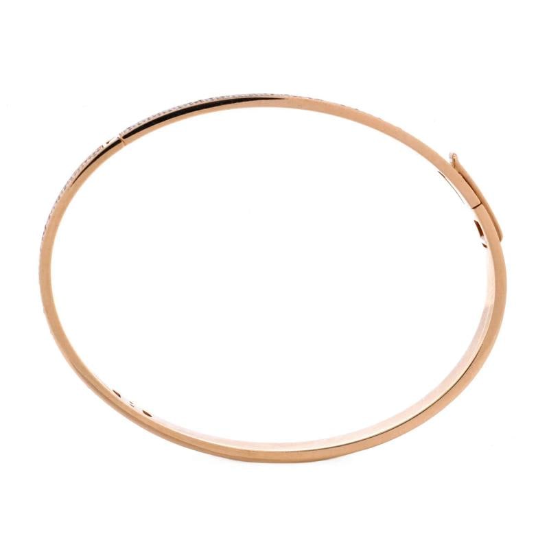 Hermes H d'Ancre Bracelet 18K Rose Gold with Full Pave Diamonds - 3