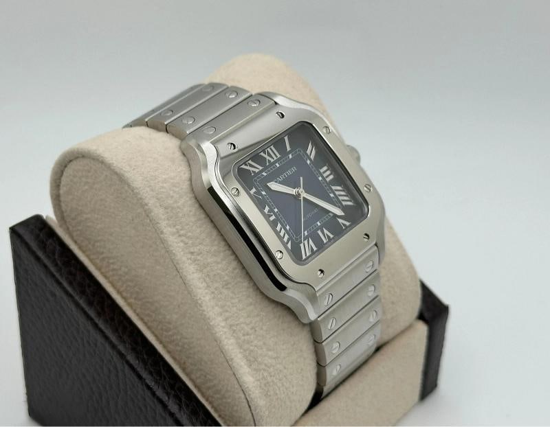 Cartier Santos Medium 35.1mm WSSA0063 Blue Dial Steel Extra Band Box Paper - 4