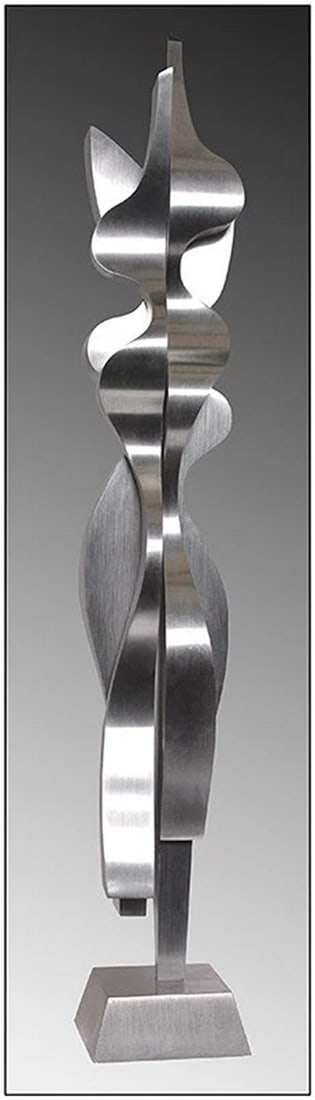 Lyle London Original Bronze Steel Sculpture Signed Undulating Column Signed Art - 2