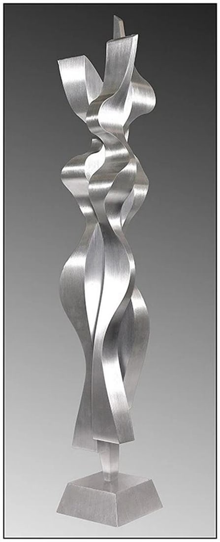 Lyle London Original Bronze Steel Sculpture Signed Undulating Column Signed Art - 3
