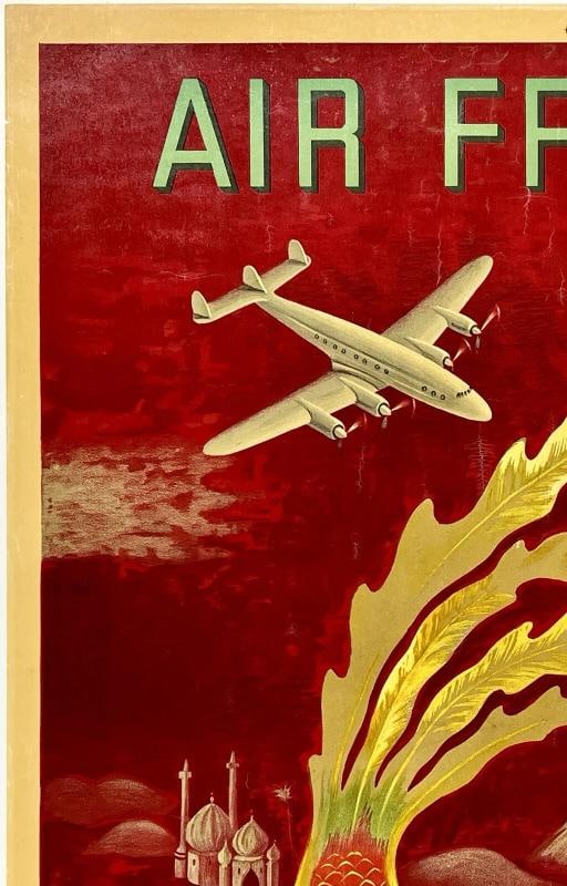 Original Vintage Poster AIR FRANCE NEAR EAST FAR EAST Airline Travel Tourism OL - 2