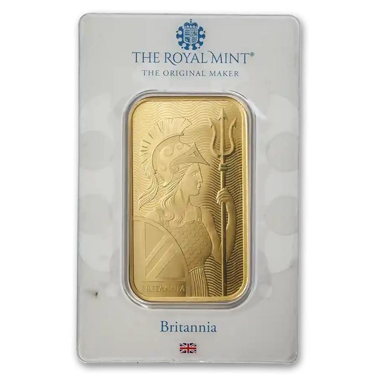 1 oz Gold The Royal Mint Britannia Bar w/ Assay Card: Year: N/A,Shape: Bar,Precious Metal Content per Unit: 1 oz,Fineness: 0.9999,Denomination: N/A,Country of Origin: England,Composition: Gold,Circulated/Uncirculated: Circulated,Certification: