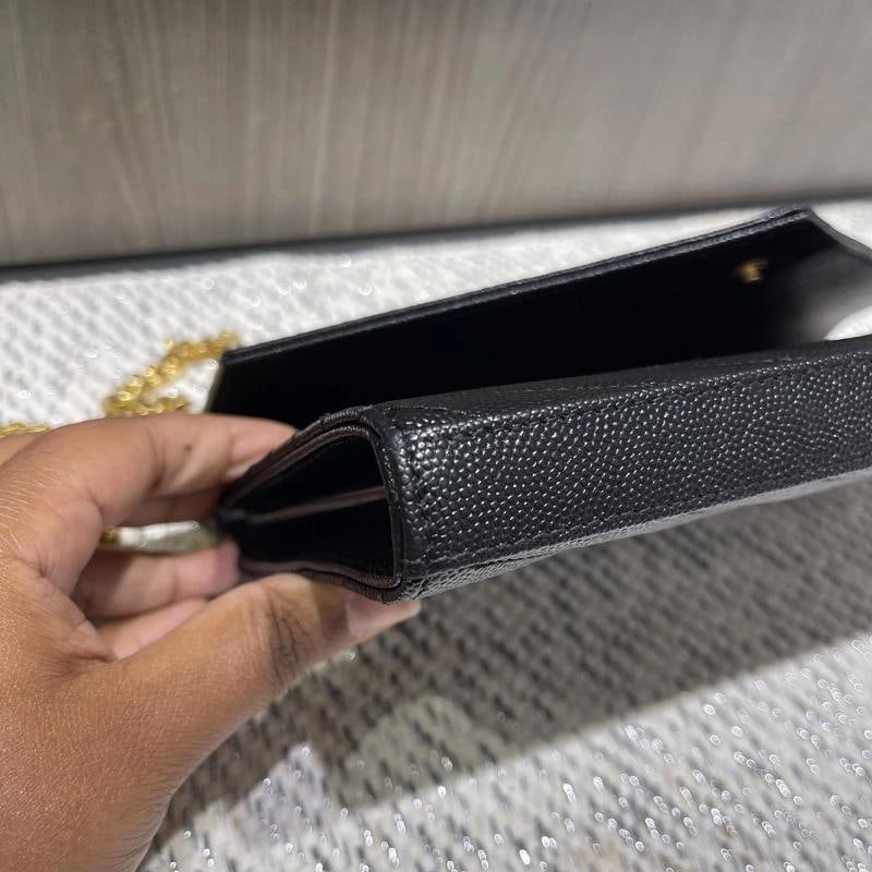 YSL Saint Laurent Monogram Large Wallet on Chain in Black Grained Leather - 8