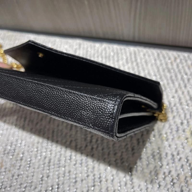 YSL Saint Laurent Monogram Large Wallet on Chain in Black Grained Leather - 9