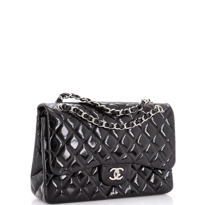 Chanel Classic Double Flap Bag Quilted Patent Jumbo - 3