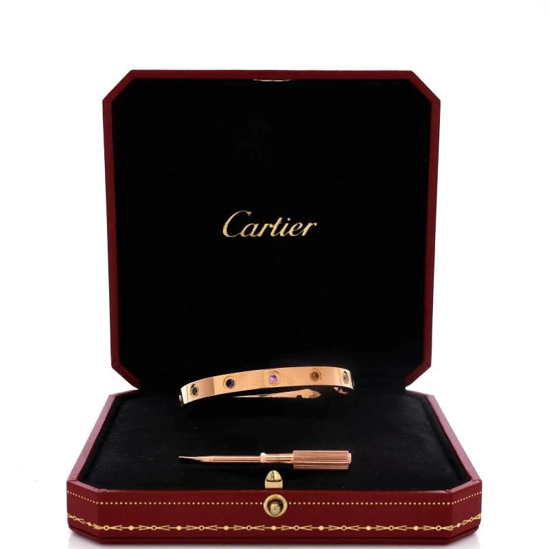 Cartier Love 10 Stone Bracelet 18K Rose Gold with Garnet, Amethyst and Sapphire - 2