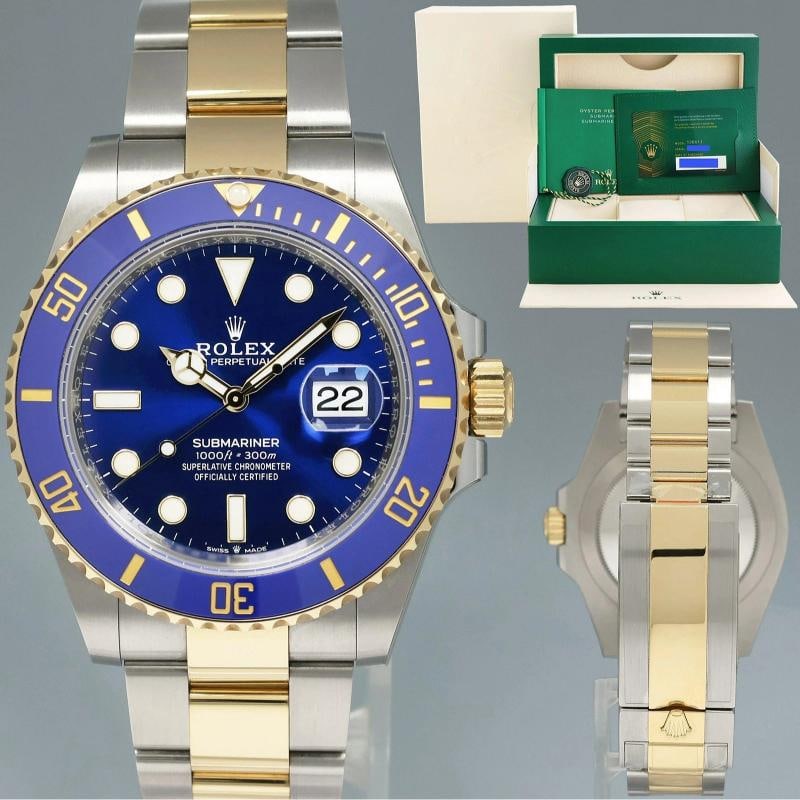 2022 NEW PAPERS Rolex Submariner 41mm Blue 126613LB Two Tone Yellow Gold Watch: Case & Dial Case Material: Rolex Stainless Steel Case Size: 41mm Bezel: Rolex Blue and Gold Crystal: Rolex Sapphire Dial: Rolex Blue Movement & Bracelet Movement: Rolex Automatic Bracelet Design: Role