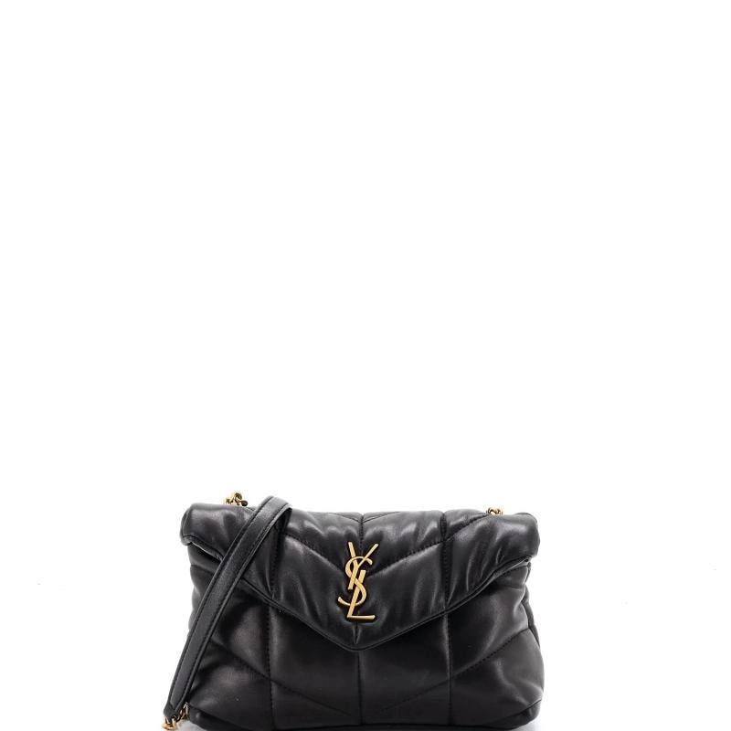Saint Laurent Loulou Puffer Shoulder Bag Quilted Leather Mini: Measurements: Handle Drop None", Height 5.5", Width 8.5", Depth 2.5", Strap Drop 23" . Condition: Pre-owned - Good,Brand: Saint Laurent,Exterior Material: Leather,Style: Cross Body Bags,Exterior