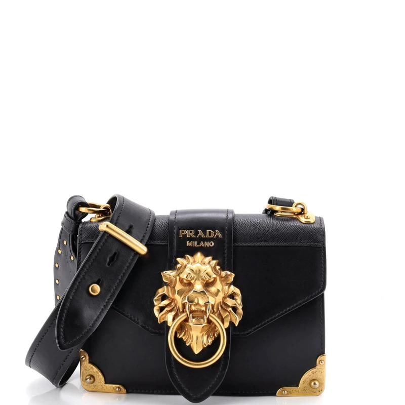 Prada Animalier Cahier Crossbody Bag Leather Small: Measurements: Handle Drop 6", Height 6", Width 7.5", Depth 3", Strap Drop 17-19" . Condition: Pre-owned - Good,Brand: Prada,Exterior Material: Leather,Style: Cross Body Bags,Exterior Color: