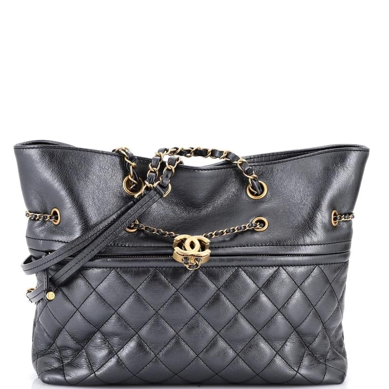 Chanel Front Zip CC Drawstring Chain Tote Quilted Calfskin Medium: Accessories: Authenticity Card, Dust Bag Measurements: Handle Drop 11", Height 10", Width 12", Depth 5" . Condition: Pre-owned - Excellent,Brand: Chanel,Exterior Material: Leather,Style: