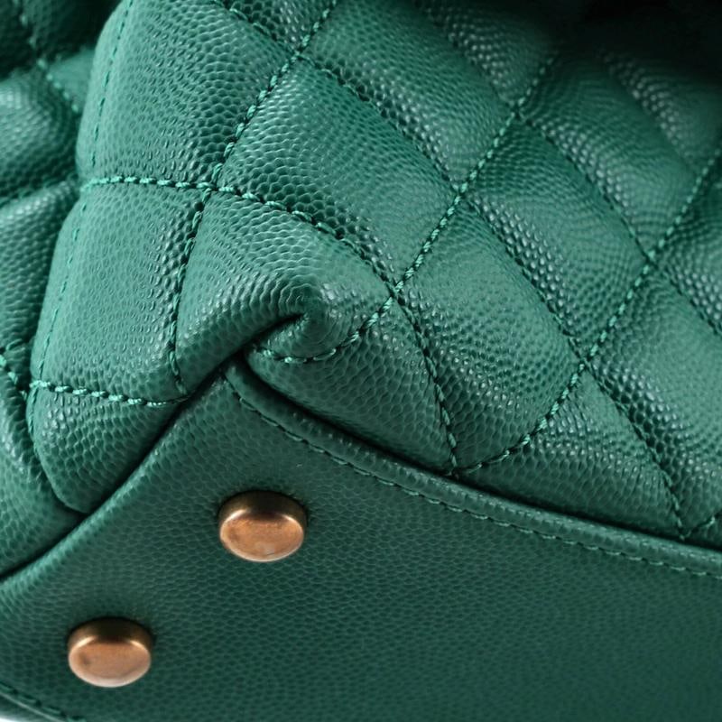 Chanel Coco Top Handle Bag Quilted Caviar with Lizard Embossed Handle Mini - 7