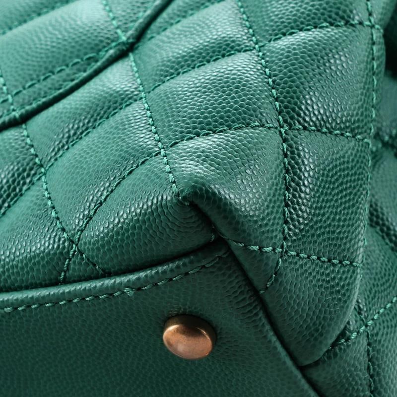 Chanel Coco Top Handle Bag Quilted Caviar with Lizard Embossed Handle Mini - 8